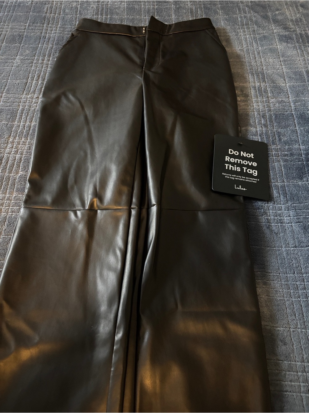 Lulus Faux Leather Wide Leg Pants with Tag - Black